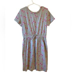 Gap Factory Gray Kids Dress with Pink Flamingos size M 8